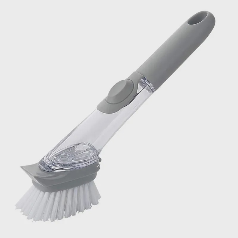 фото Щетка- губка для мытья посуды с дозатором для моющего средства cleaning brush (серый) nobrand