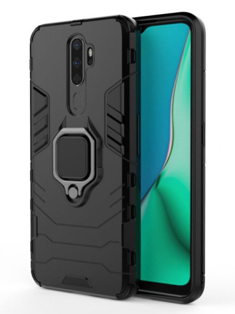 

Brodef Ring Противоударный чехол с кольцом для Oppo A5 (2020)/A9 (2020) Черный