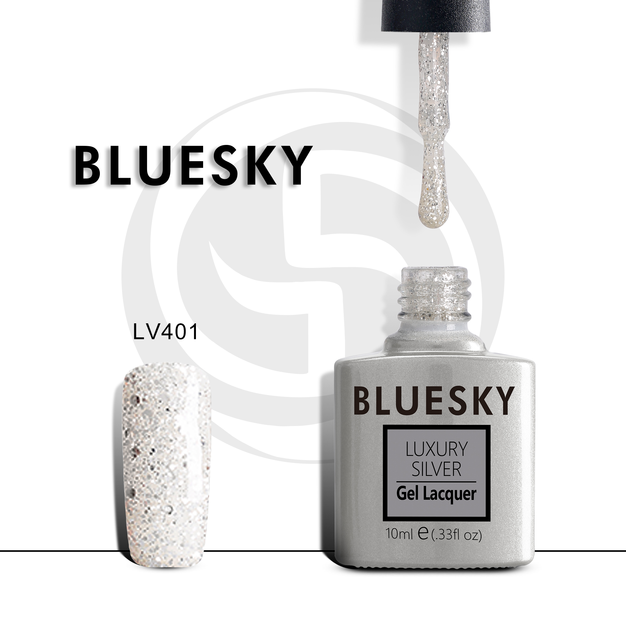 

Гель-лак №401 Luxury Silver 10 мл, BLUESKY