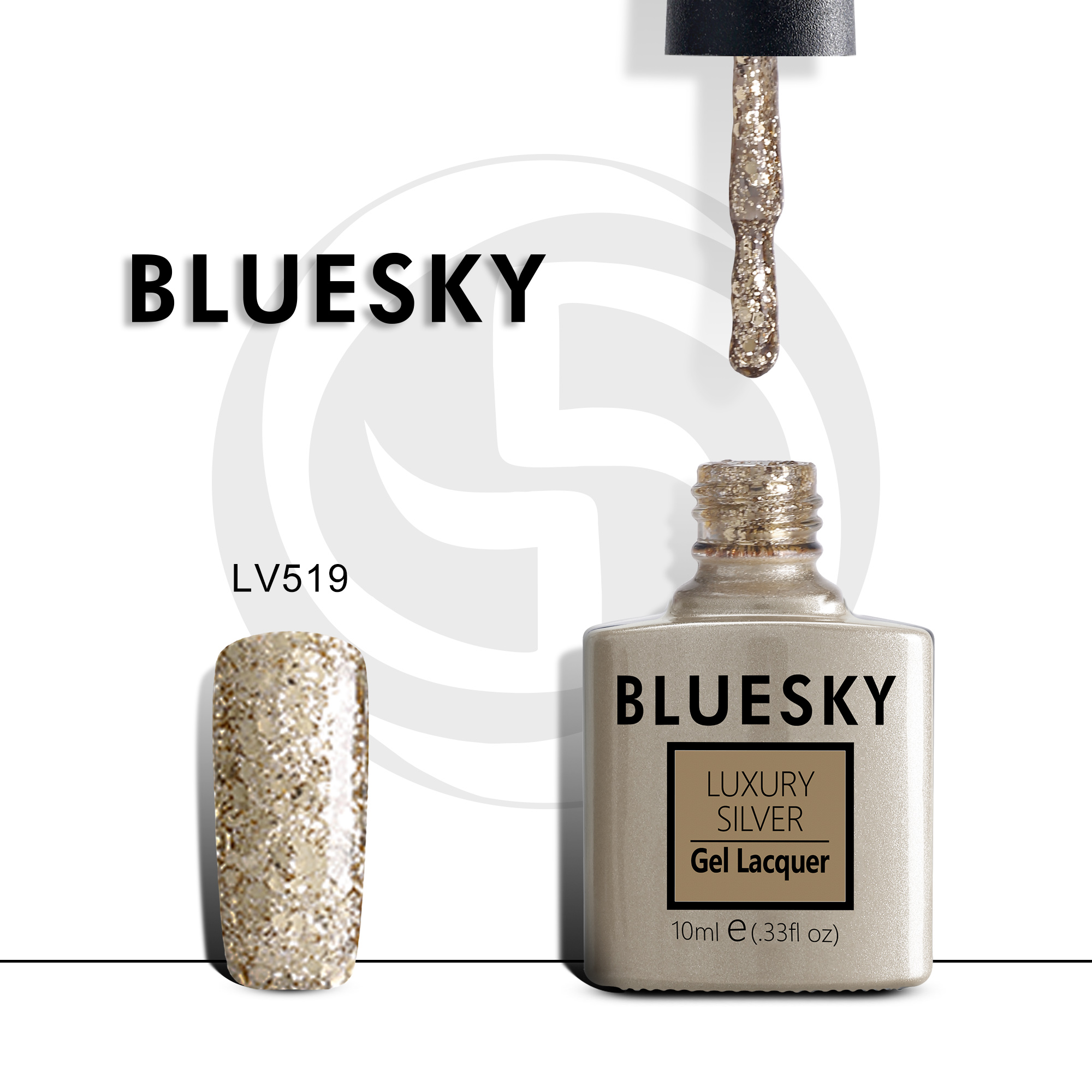 

Гель-лак №519 Luxury Silver 10 мл, BLUESKY