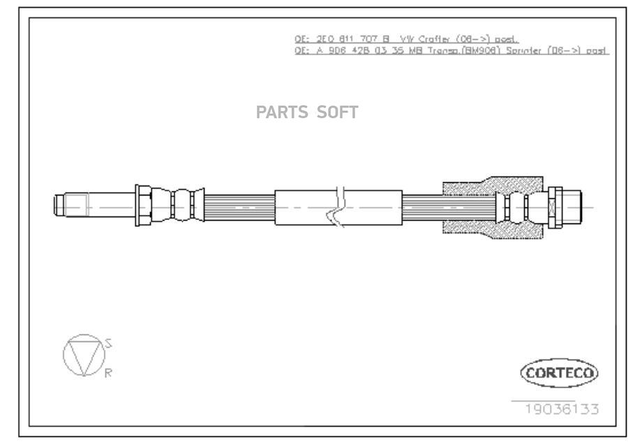 Шланг тормозной системы CORTECO 19036133