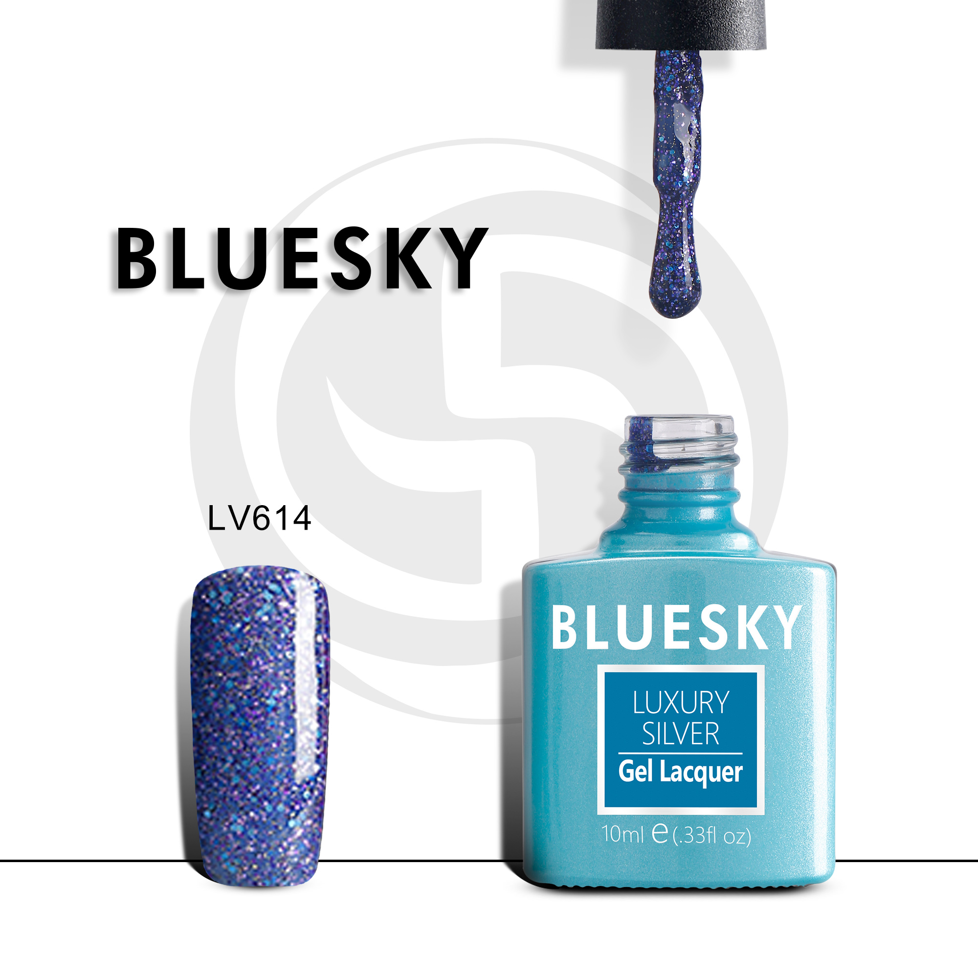 

Гель-лак №614 Luxury Silver 10 мл, BLUESKY