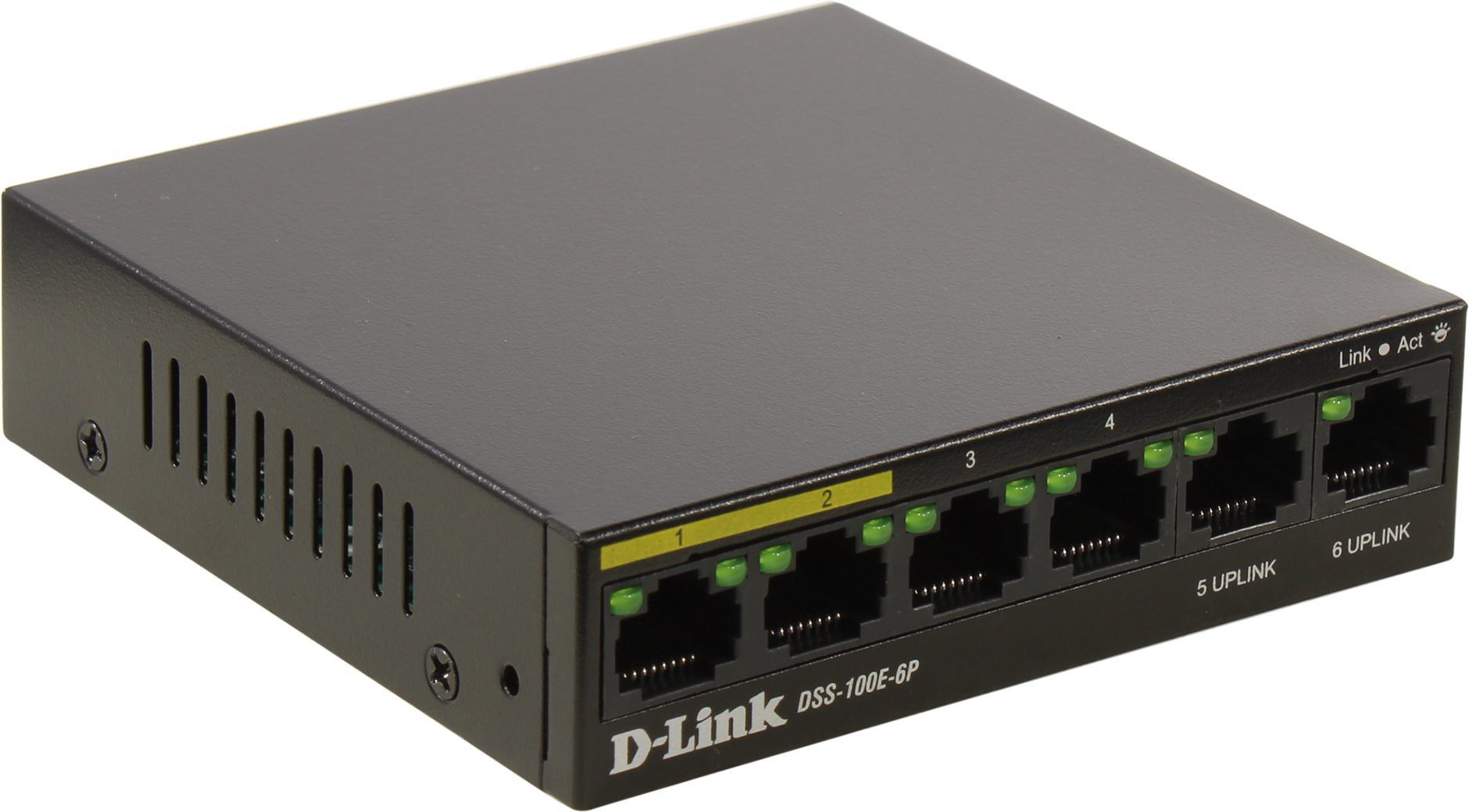 

Коммутатор D-Link DSS-100E-6P/A1A DSS-100E-6P/A1A черный, DSS-100E-6P/A1A