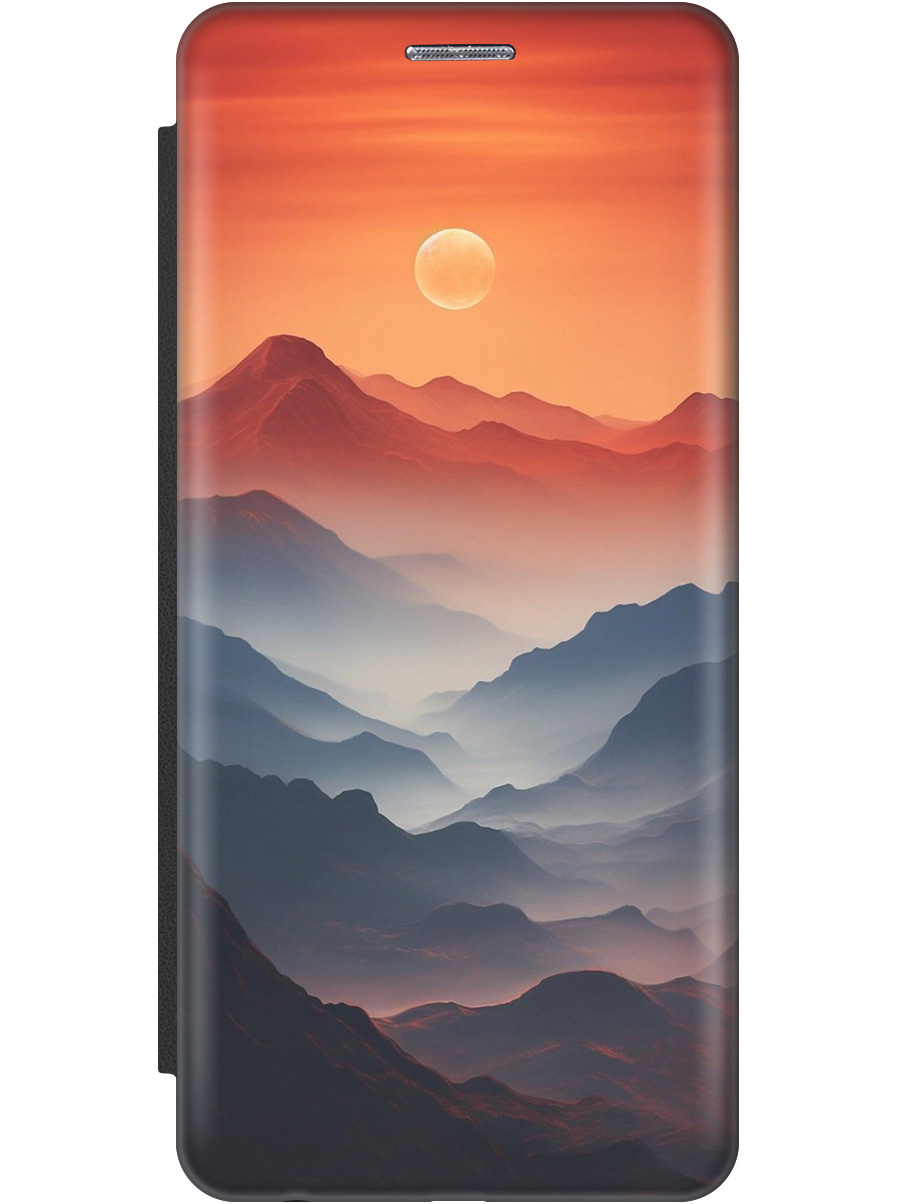 

Чехол-книжка на Realme 10 Pro с принтом "Луна над горами" черный, 768741810