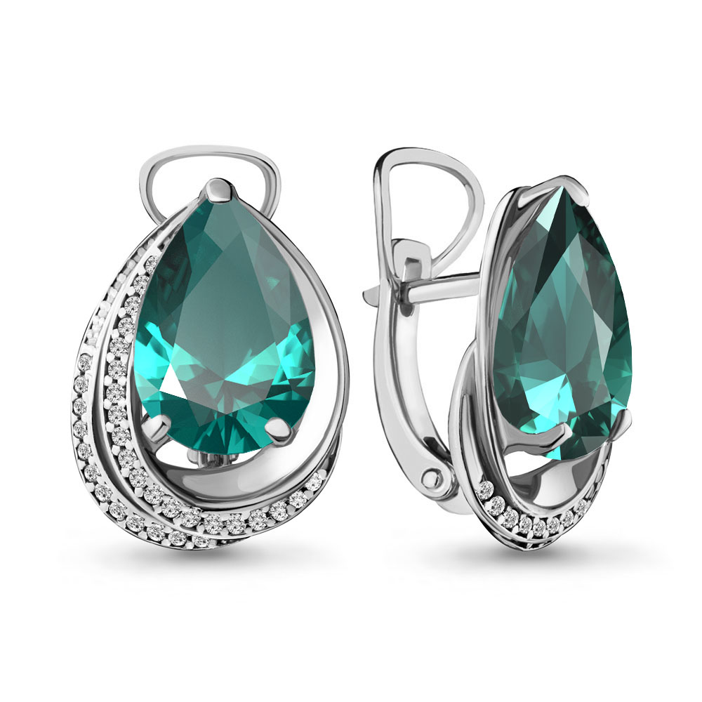 

Серьги из серебра с фианитом Aquamarine 4479988А_925_р, 4479988А_925_р