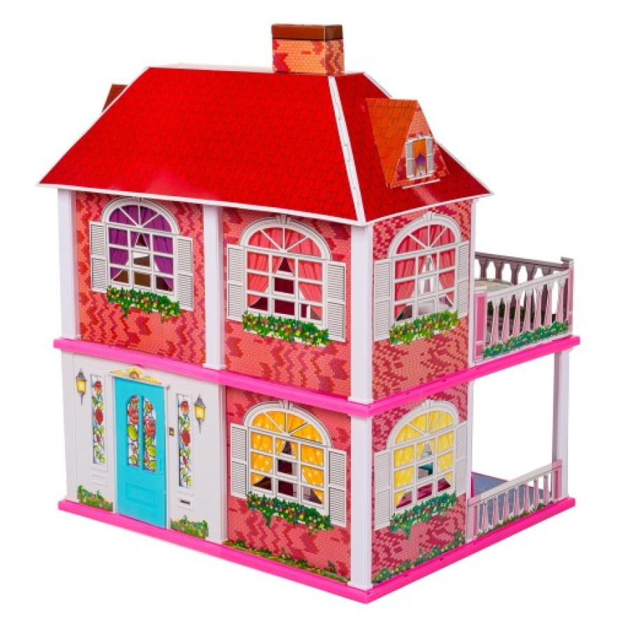фото Кукольный домик my lovely villa 2 в 1, двухэтажный, с набором мебели, 70х58х50 см fudaer