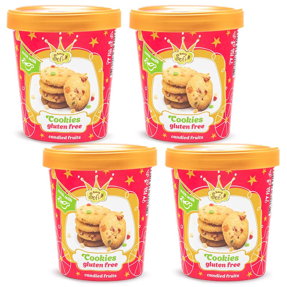

Печенье Пекарня SOFI без глютена, с цукатами, 120 г х 4 шт