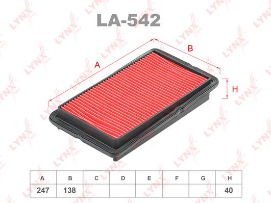 

LYNXAUTO LA-542 Фильтр возд.HONDA Accord IV-V 2.0-2.3 90-98 1шт