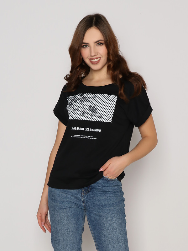 

Футболка женская Fashion Margo ФЖ 0013 черная 50 RU, Черный, ФЖ 0013
