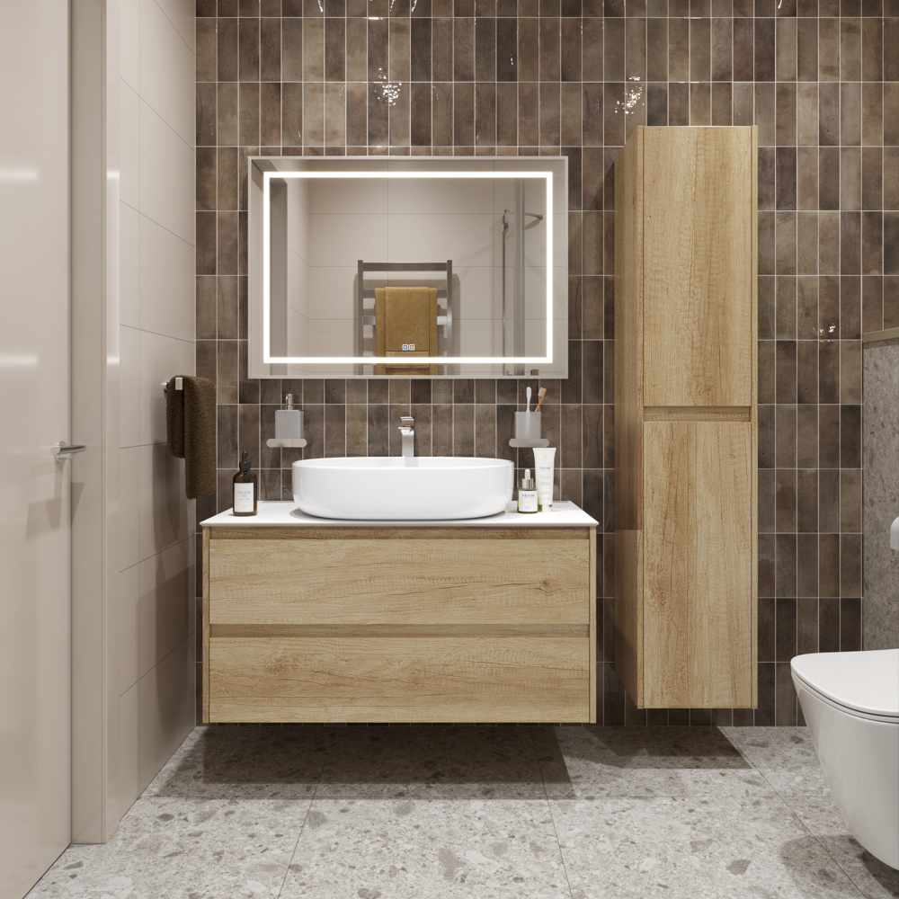 

Тумба с раковиной BelBagno Kraft KRAFT100RNN-KEPBO-1084-SET со столешницей, Коричневый, 100