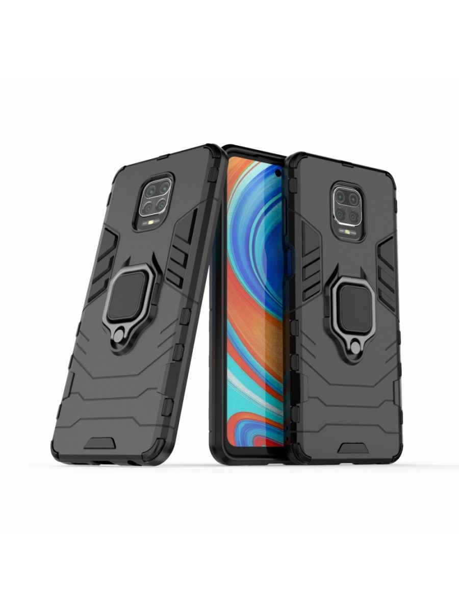 

Brodef Ring Противоударный чехол с кольцом для Xiaomi Redmi Note 9 Pro/9S черный