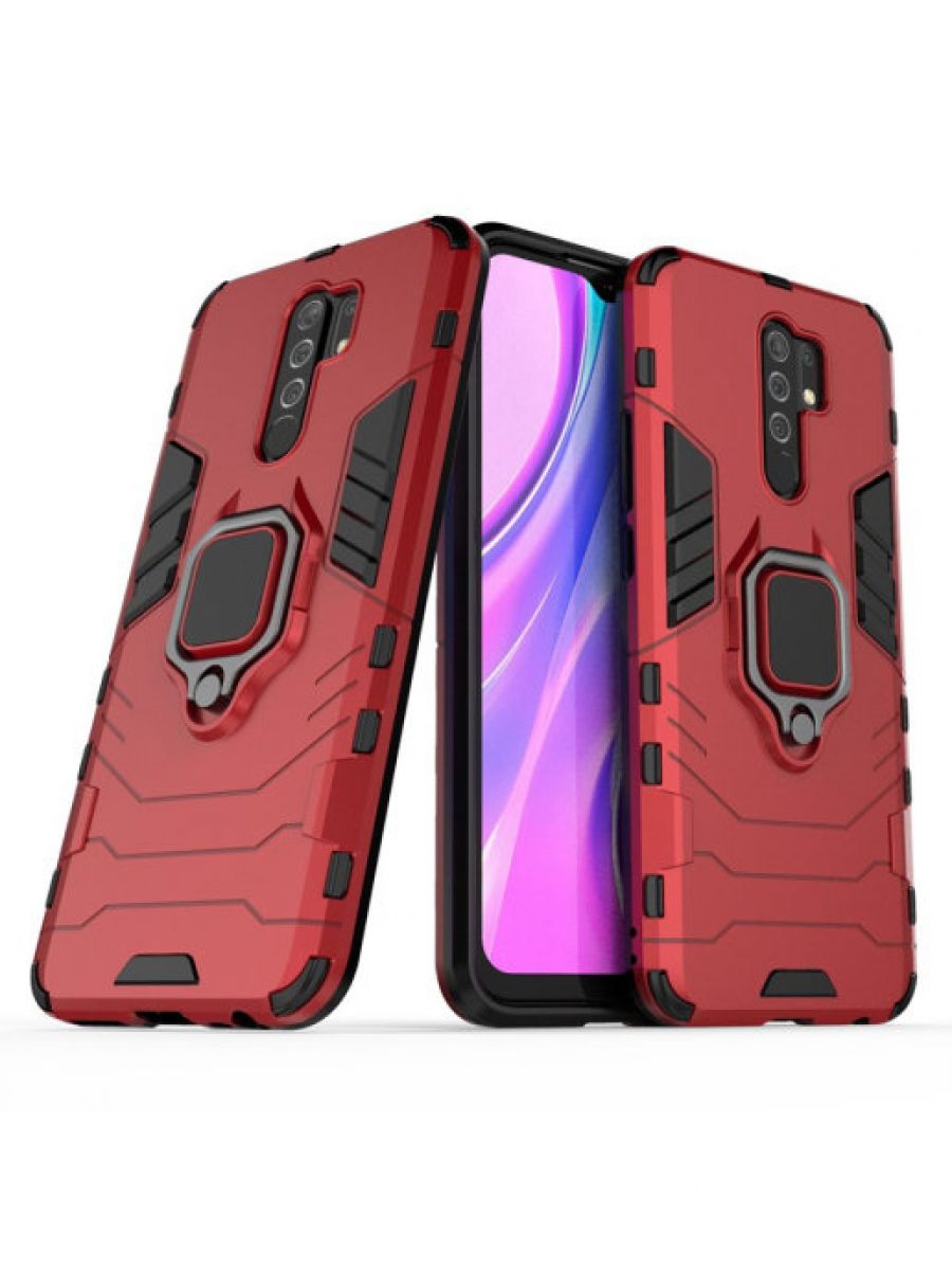 

Brodef Ring Противоударный чехол с кольцом для Xiaomi Redmi 9 красный