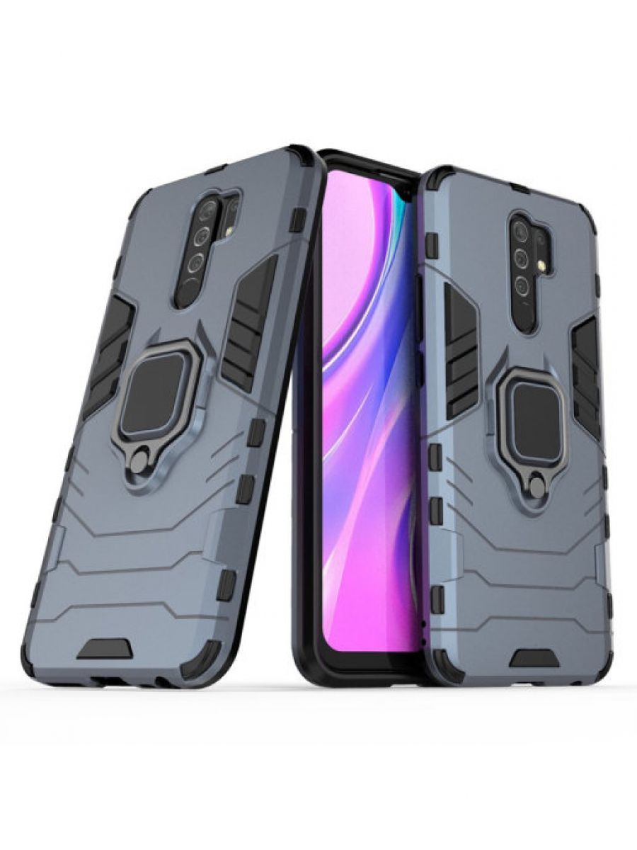 

Brodef Ring Противоударный чехол с кольцом для Xiaomi Redmi 9 синий