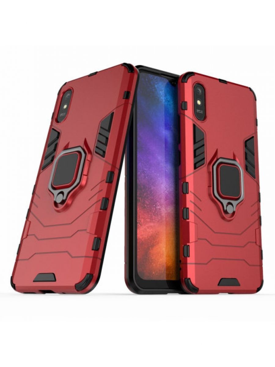 

Brodef Ring Противоударный чехол с кольцом для Xiaomi Redmi 9A красный