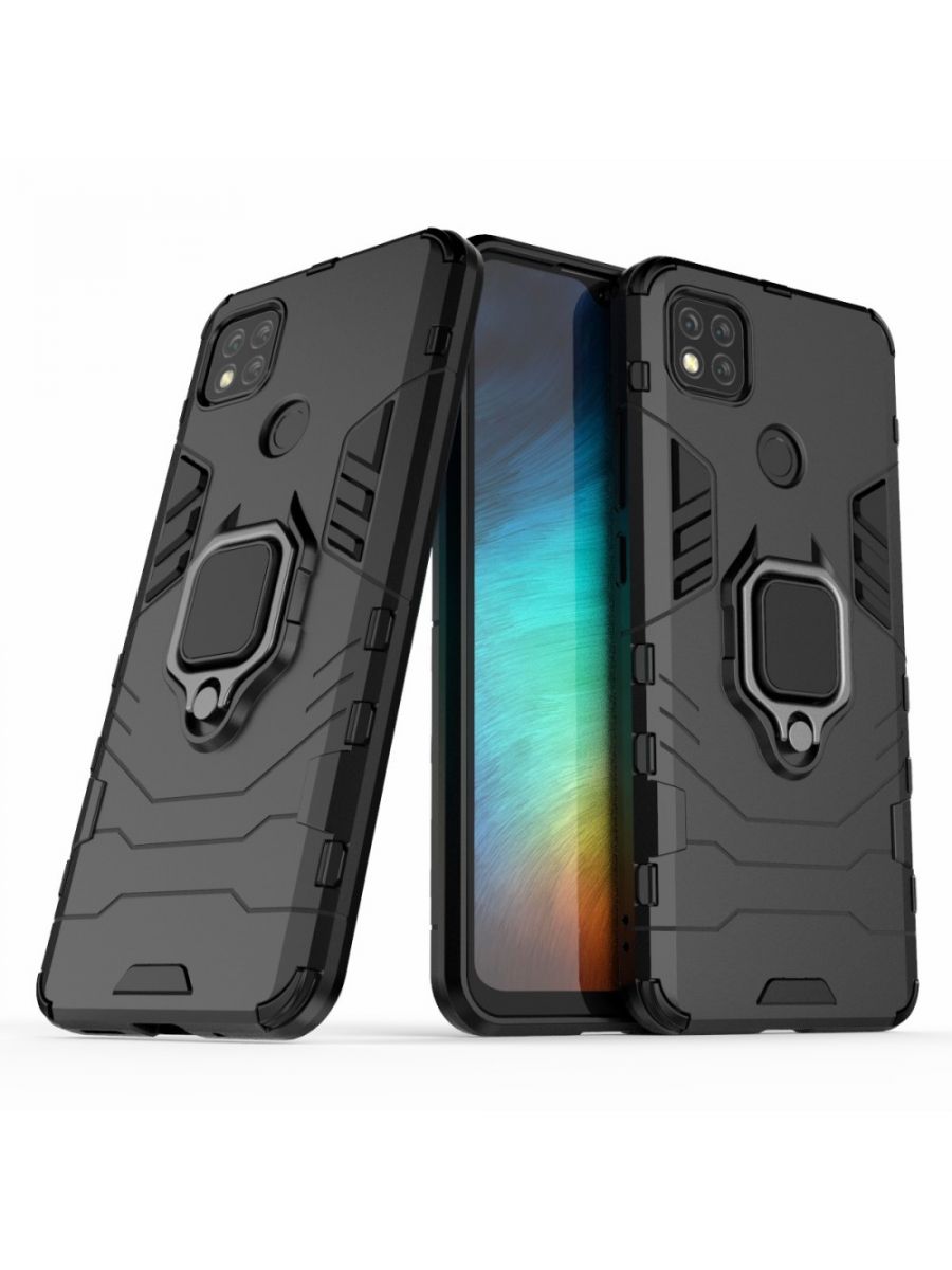 

Brodef Ring Противоударный чехол с кольцом для Xiaomi Redmi 9C черный