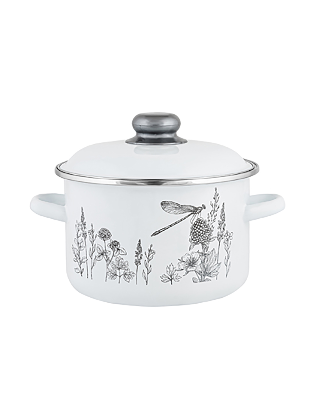 

Кастрюля эмалированная Appetite FLORA-2, с крышкой, 5,5 л, Белый
