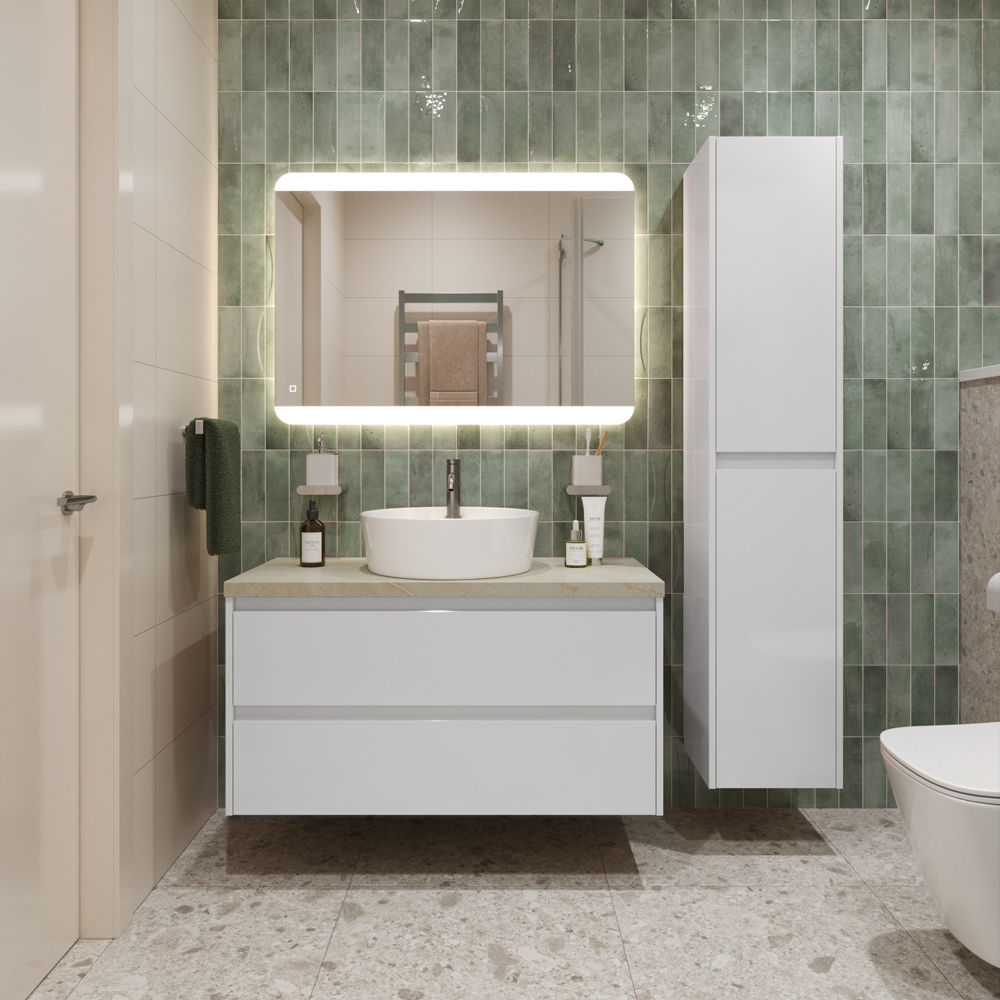 

Тумба с раковиной BelBagno Kraft KRAFT80BO-KEPMCO-1306-SET со столешницей, Белый, 80