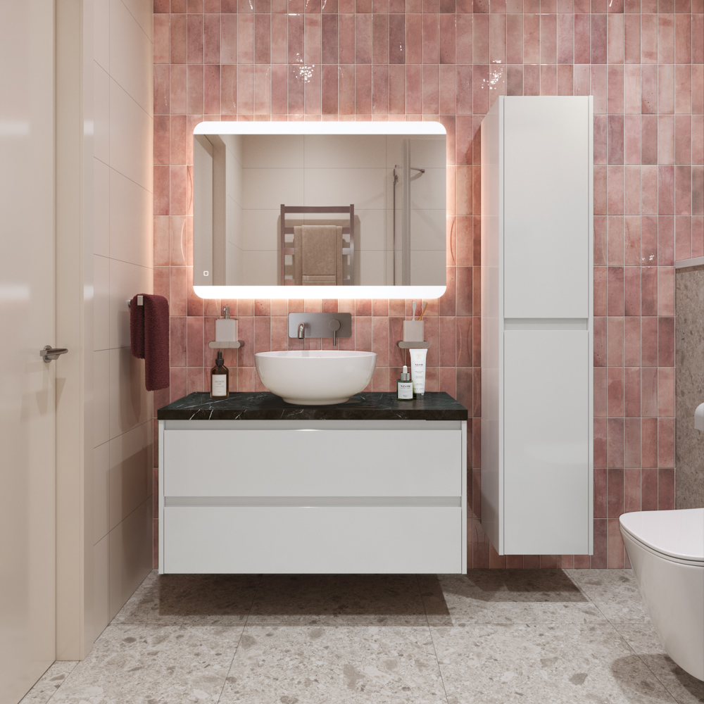 

Тумба с раковиной BelBagno Kraft KRAFT80BO-KEPMNO-1077-SET со столешницей, Белый, 80