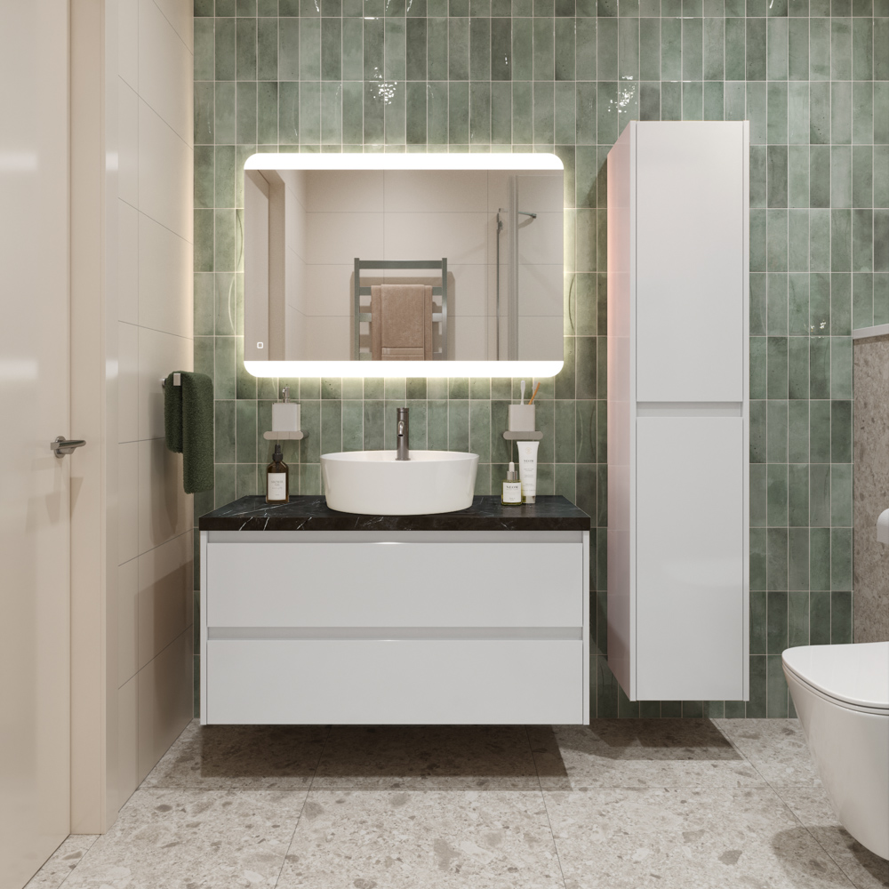 

Тумба с раковиной BelBagno Kraft KRAFT80BO-KEPMNO-1306-SET со столешницей, Белый, 80
