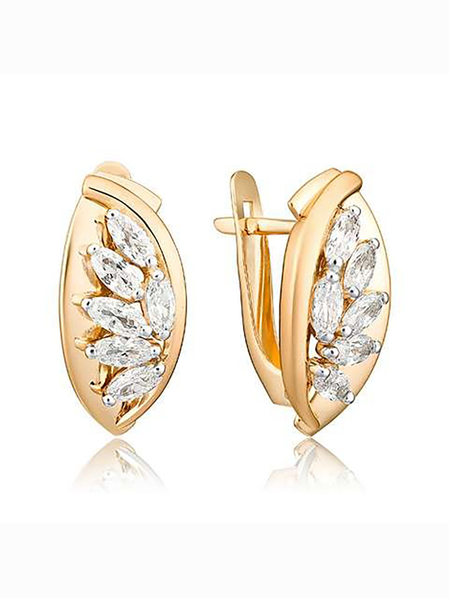 

Серьги из желтого золота с фианитом ЯХОНТ Ювелирный 183935, 183935