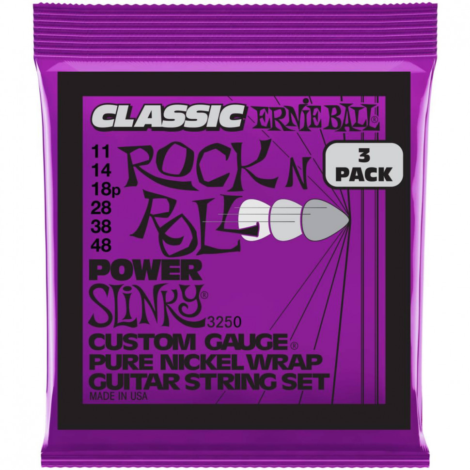 

Набор из 3х комплектов струн ERNIE BALL 3250 Pure Classic RnR Slinky Power 3 Pack 11-48, 3250 Pure Classic RnR Slinky Power 3 Pack