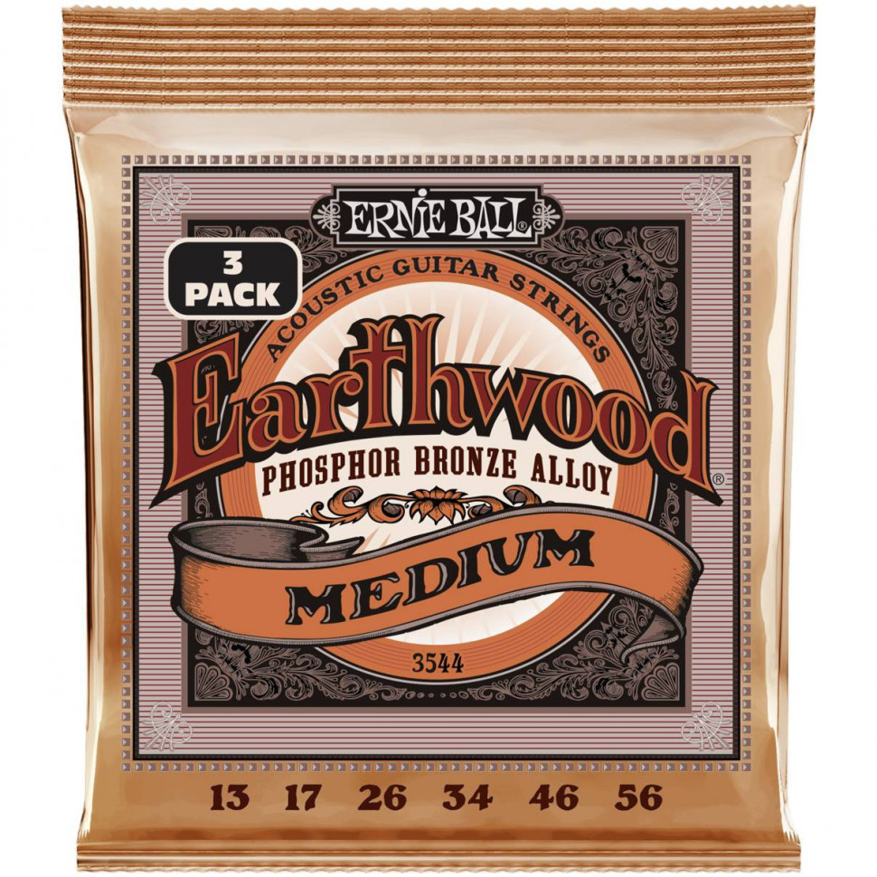 

Набор из 3х комплектов струн ERNIE BALL 3544 Earthwood Phosphor Bronze Medium 3 Pack, 3544 Earthwood Phosphor Bronze Medium 3 Pack