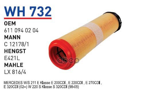 WUNDER-FILTER Фильтр воздушный MB W211 WUNDER FILTER WH732