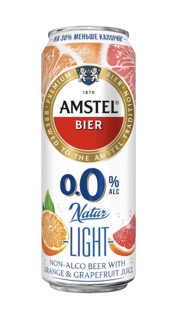 Пивной напиток безалкогольный Amstel Natur Light апельсин и грейпфрут светлый  430 мл