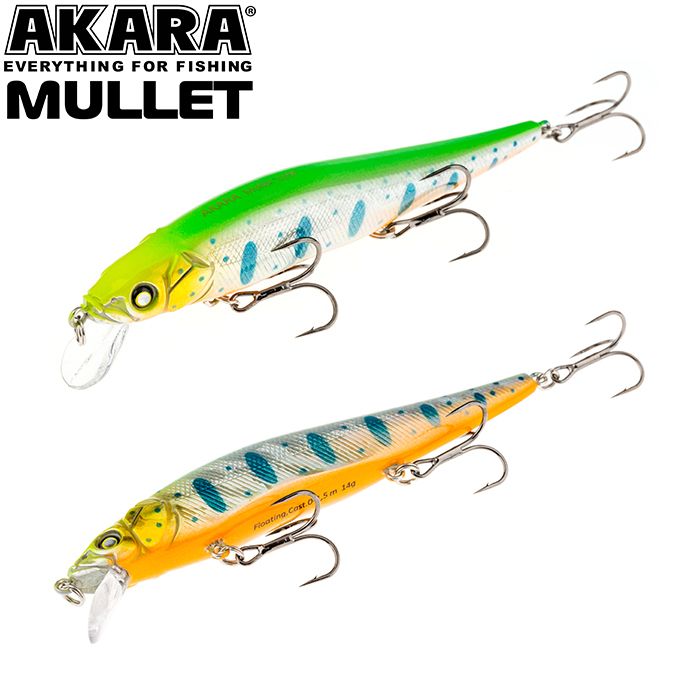 

Воблер Akara Mullet 110F 14 гр 1/2 oz 4,3 in A204, Разноцветный, Mullet