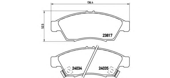 фото Колодки тормозные, комплект передний brembo p79014