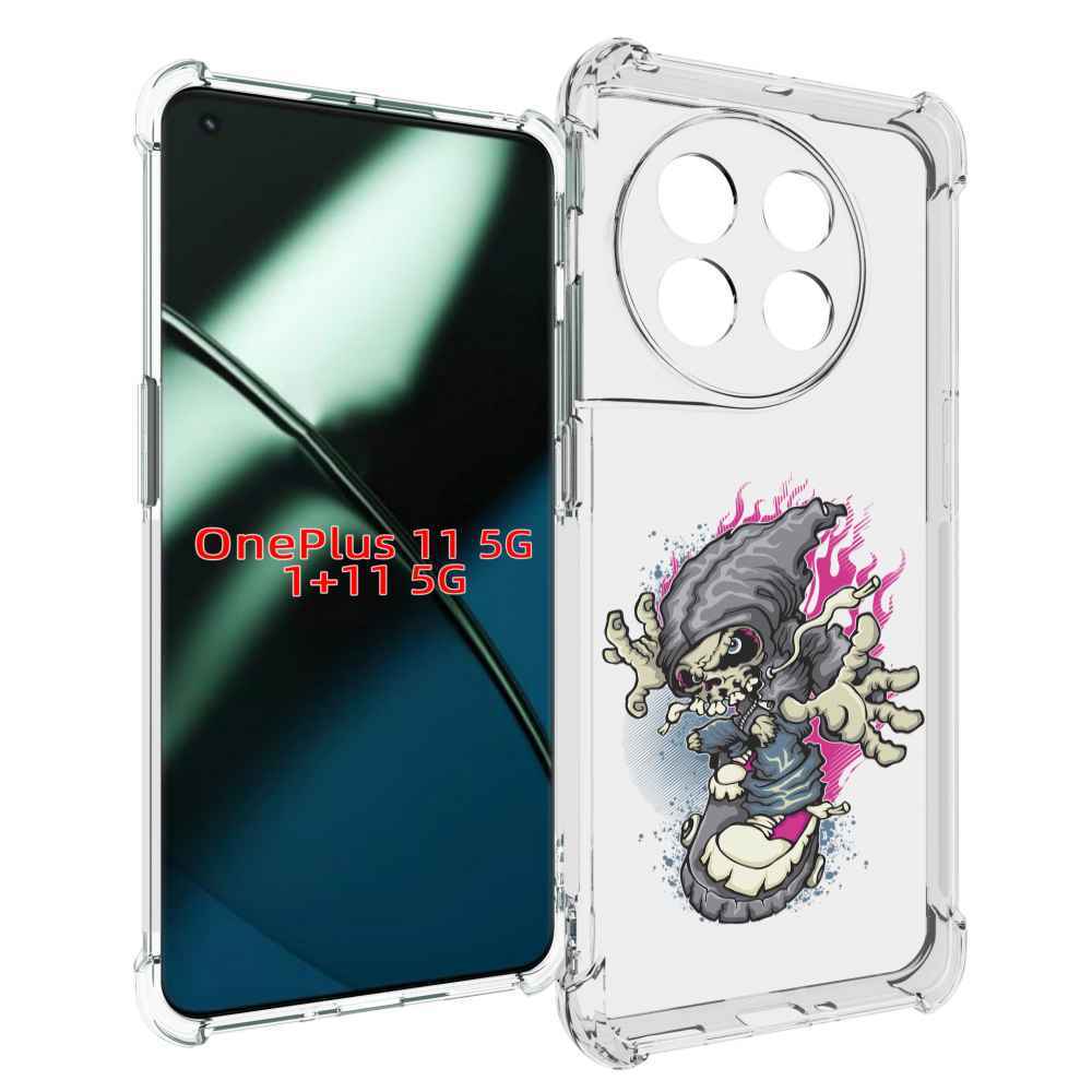 

Чехол MyPads нарисованный скелет на скейт борде для OnePlus 11, Прозрачный, Tocco