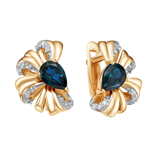 

Серьги из красного золота ЯХОНТ Золотой 184506, топаз/фианит, 184506