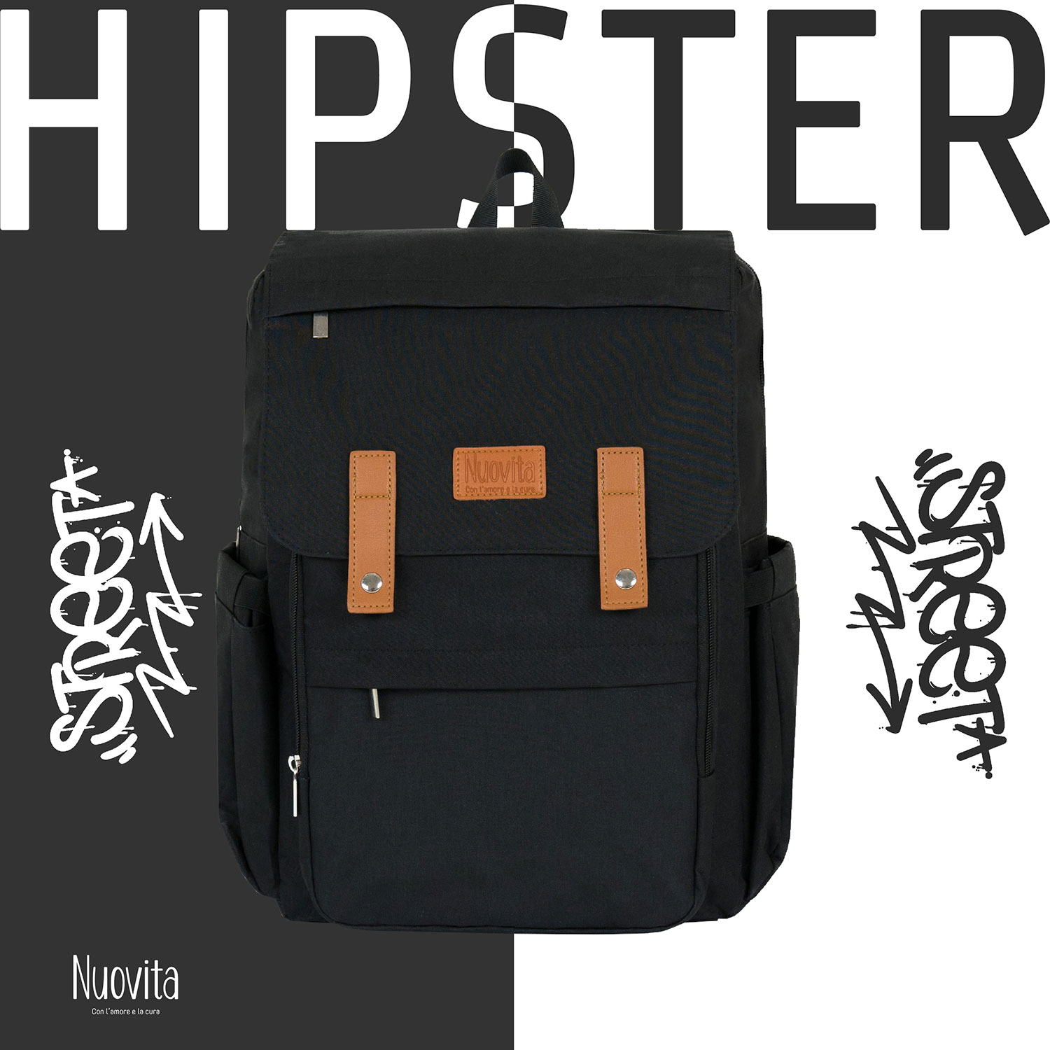 Рюкзак Nuovita CAPCAP hipster (Nero/Черный)