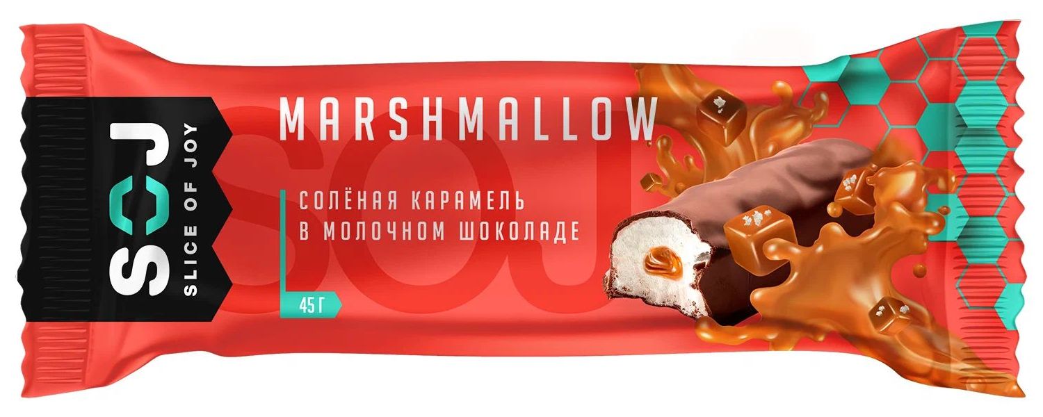 Батончик Soj Marshmallow с соленой карамелью в молочном шоколаде 30 г