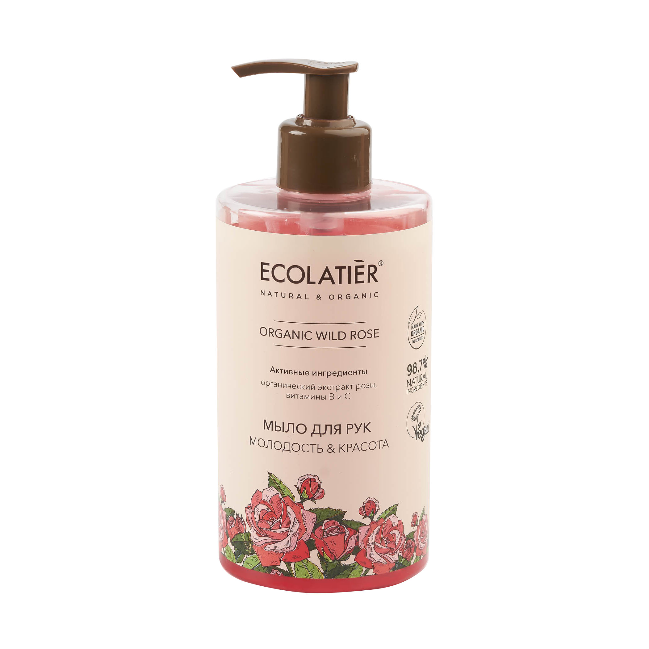 фото Мыло для рук молодость & красота серия organic wild rose, 460 мл ecolatier