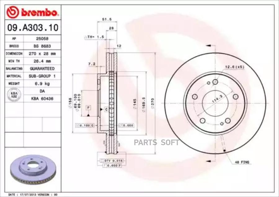 

BREMBO Диск торм. пер. MITSUBISHI/MITSUBISHI (SOUEAST)