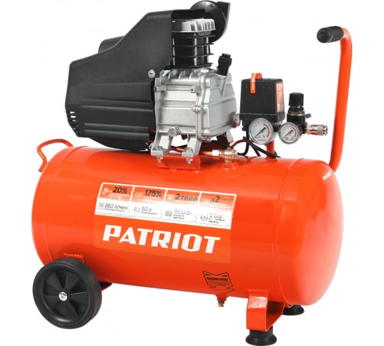 Компрессор Patriot EURO 50/260 +масло компрессионное в комплекте реле давления patriot euro 24 240 арт 006031687
