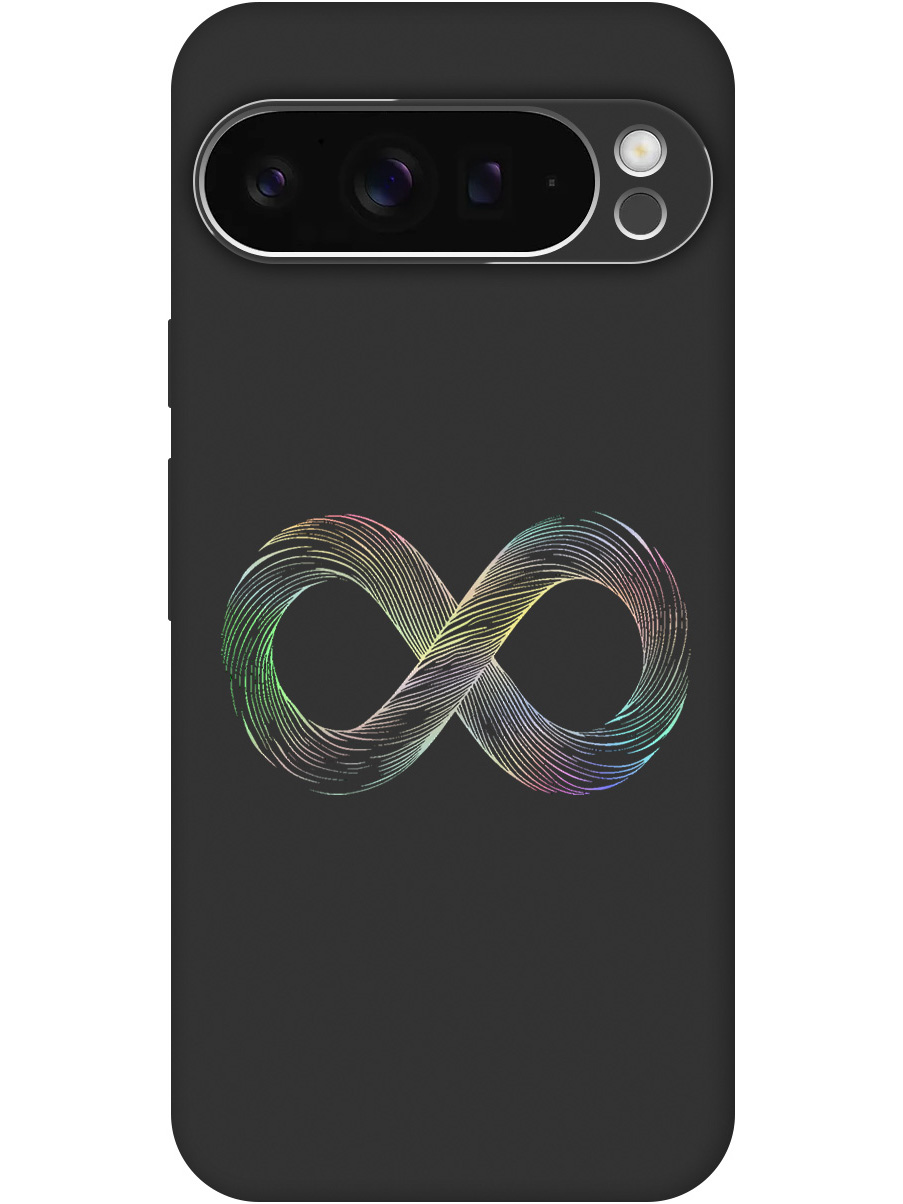 

Силиконовый чехол на Google Pixel 9 pro с принтом "Знак бесконечность" матовый черный, Черный;серебристый, 784810361