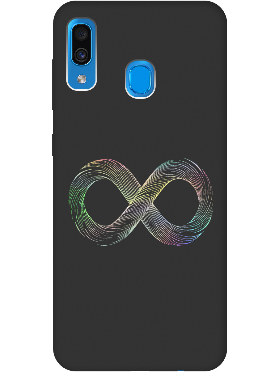 

Силиконовый чехол на Samsung Galaxy A20 / A30 с принтом матовый черный 846117, Черный;серебристый, 720772161