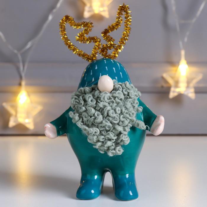 

Новогодний сувенир Дед Мороз, колпак с рожками 6436070 14,8х6,8х9,6 см, Зеленый, Дед Мороз, колпак с рожками