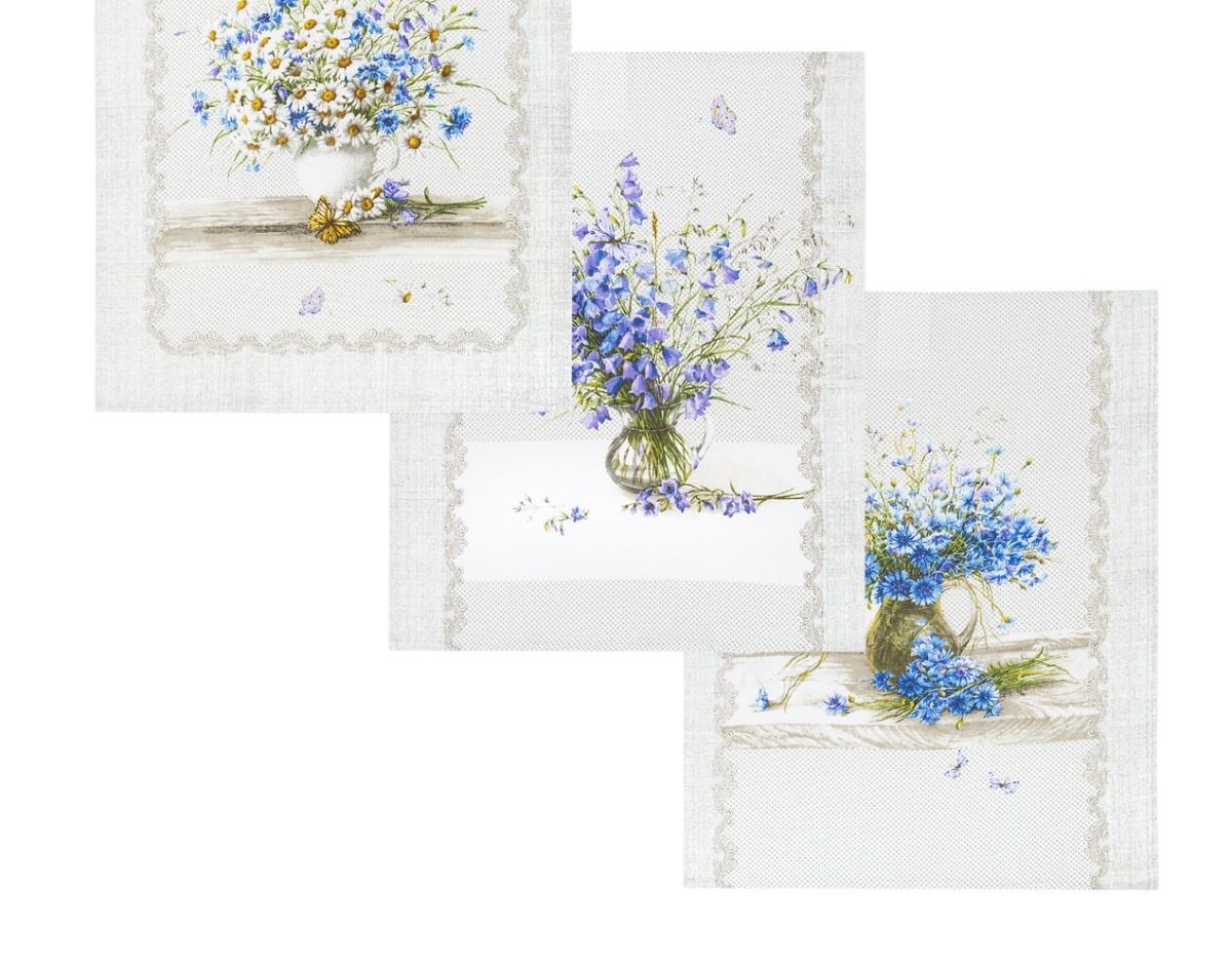 фото Набор кухонных полотенец из рогожки " полевые цветы"; 45 х 60 артпостель