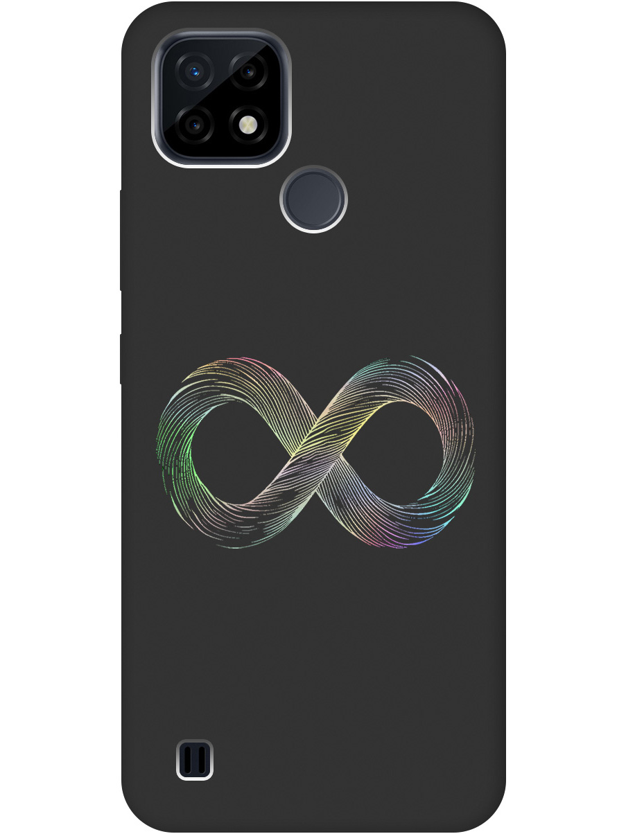 

Силиконовый чехол на realme C21 с принтом "Знак бесконечность" матовый черный, Черный;серебристый, 726147561