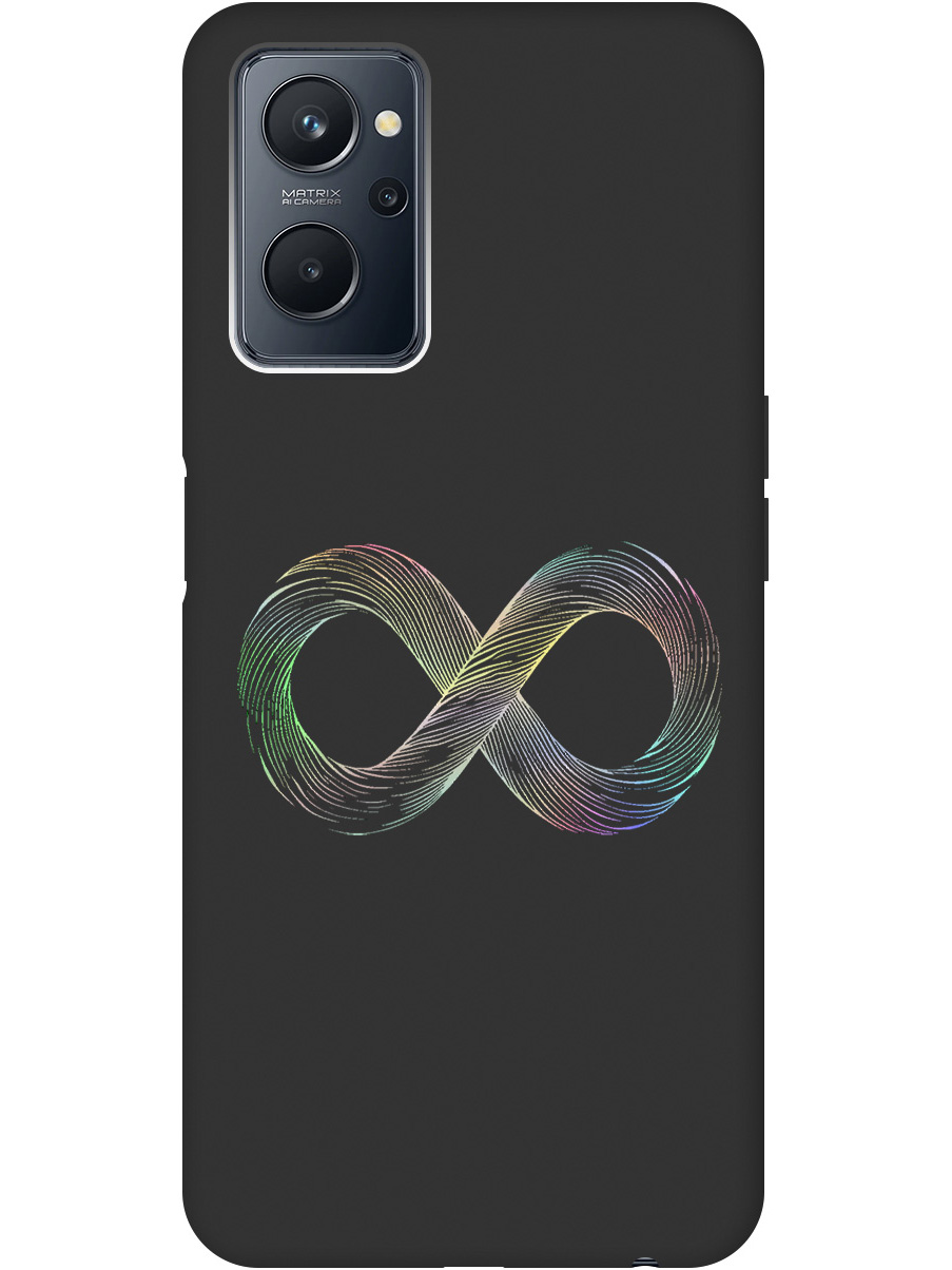 

Силиконовый чехол на Realme 9i с принтом "Знак бесконечность" матовый черный, Черный;серебристый, 740189461