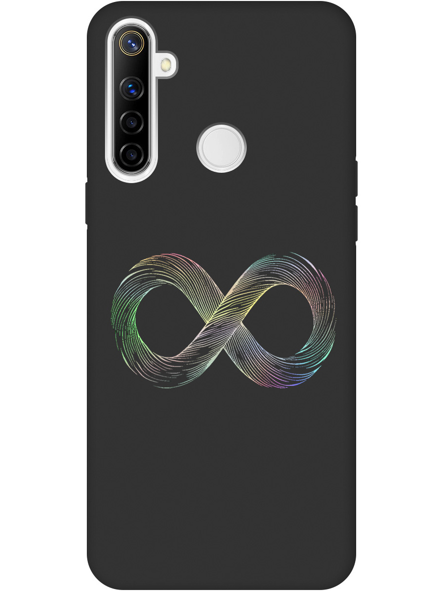 

Силиконовый чехол на realme 5 / 6i / C3 с принтом "Знак бесконечность" матовый черный, Черный;серебристый, 726149661
