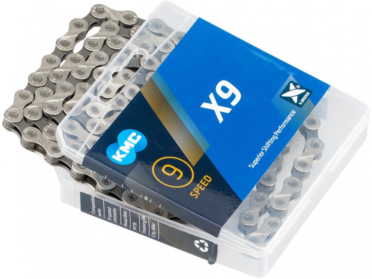 

Цепь KMC X9-93 9ск. 114L Silver/Grey (BX09NG114), Серый, X9