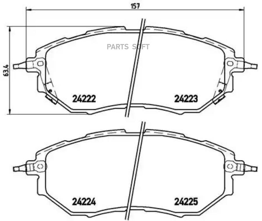 

Колодки торм.пер./дат. SUBARU Legacy IV 3.0 09/03->/ Outback 2.5/3.0 11/03->/ Tribe BREMBO