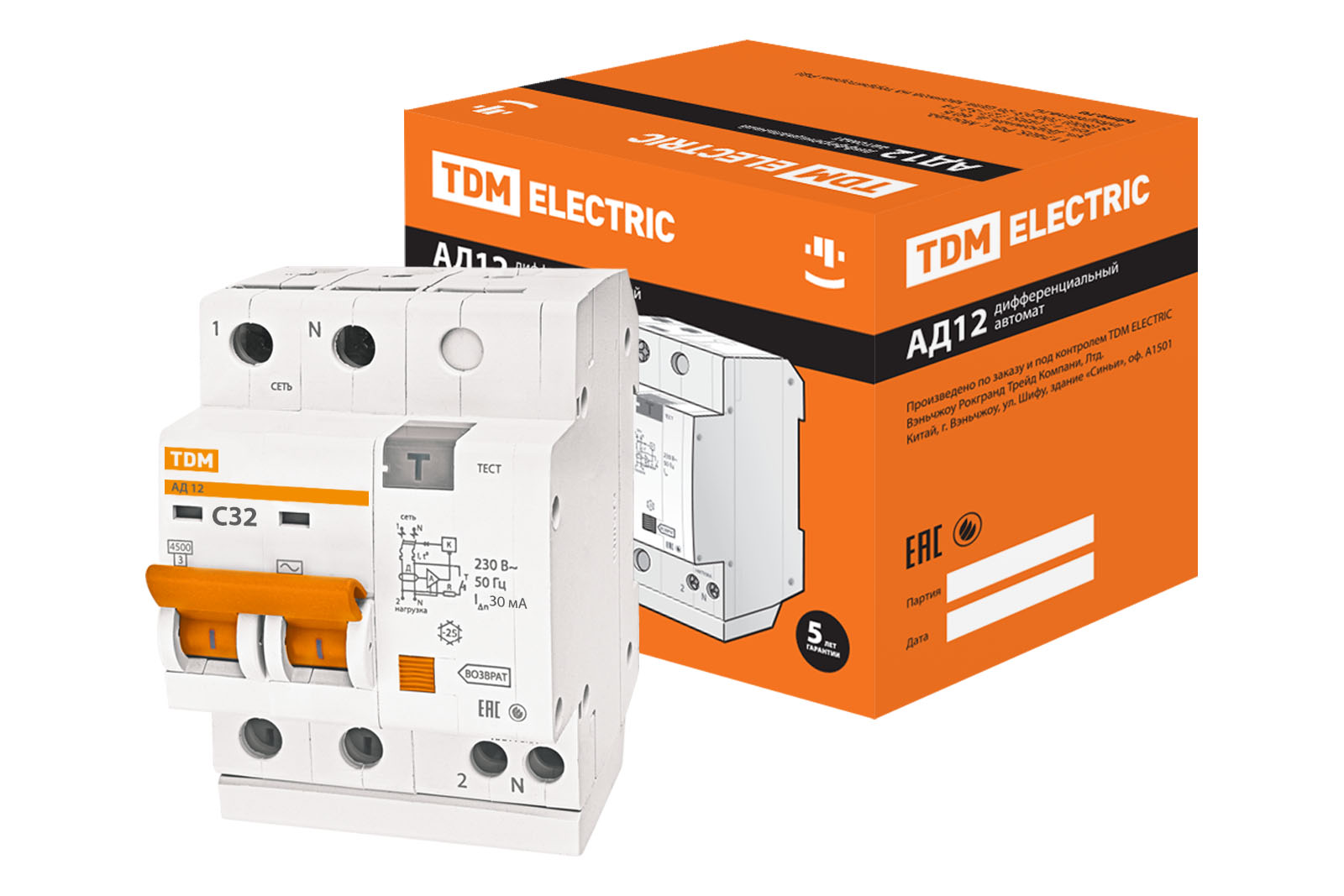 

Дифавтомат TDM ELECTRIC АД12 2Р 32А 30мА SQ0204-0014, TDM ELECTRIC-11