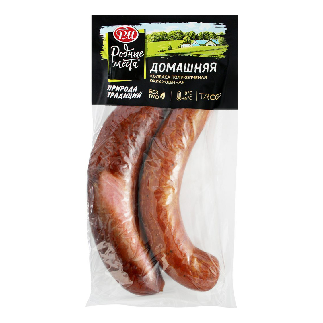 

Колбаса полукопченая Родные места Домашняя премиум