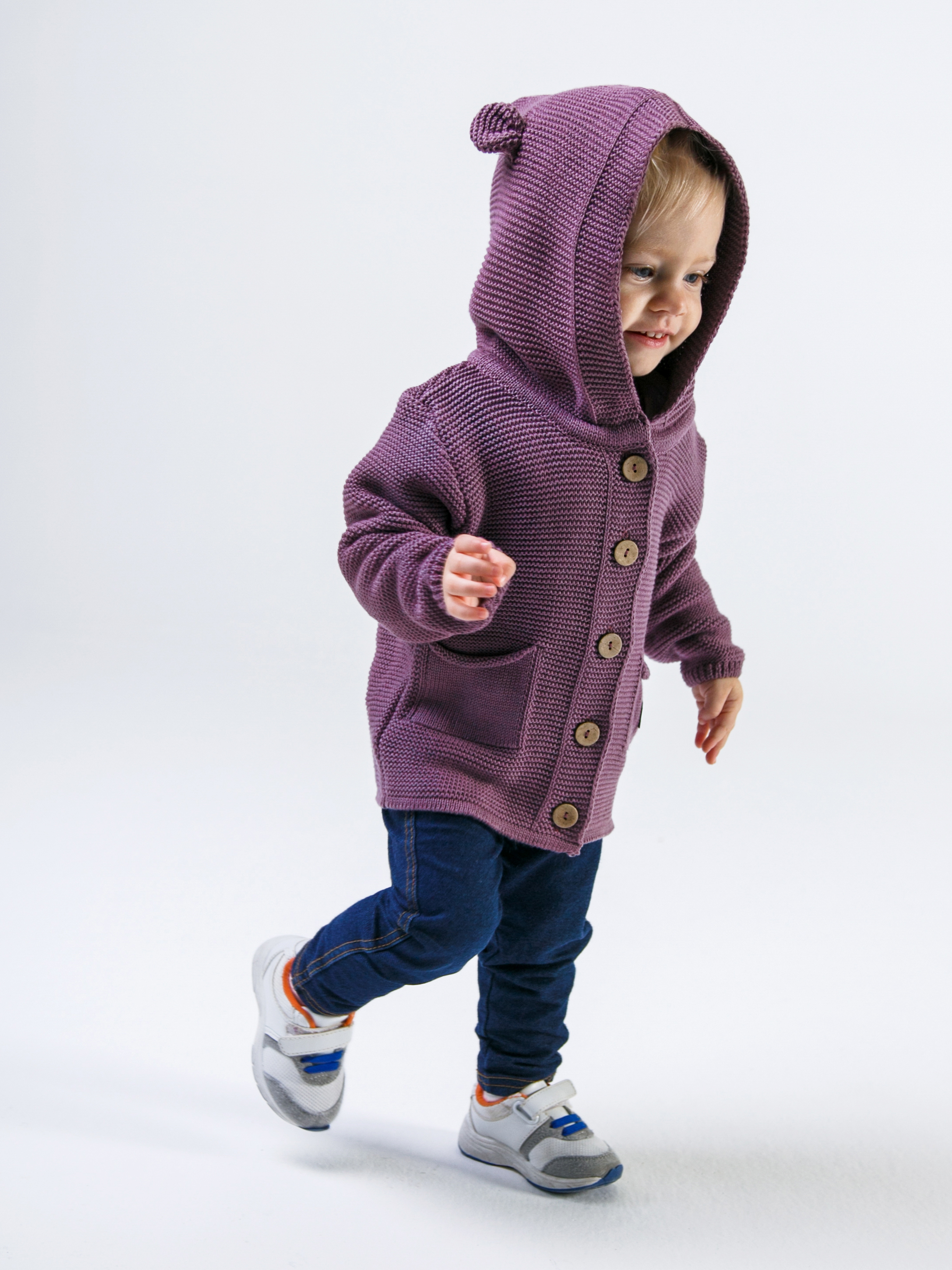 Кофточка детская с капюшоном Pure Love фиолетовый, размер 92