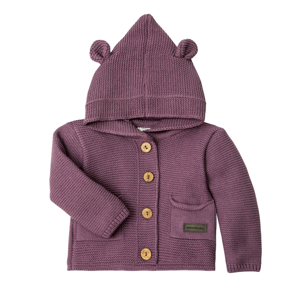 Кофточка детская с капюшоном Pure Love фиолетовый, размер 62